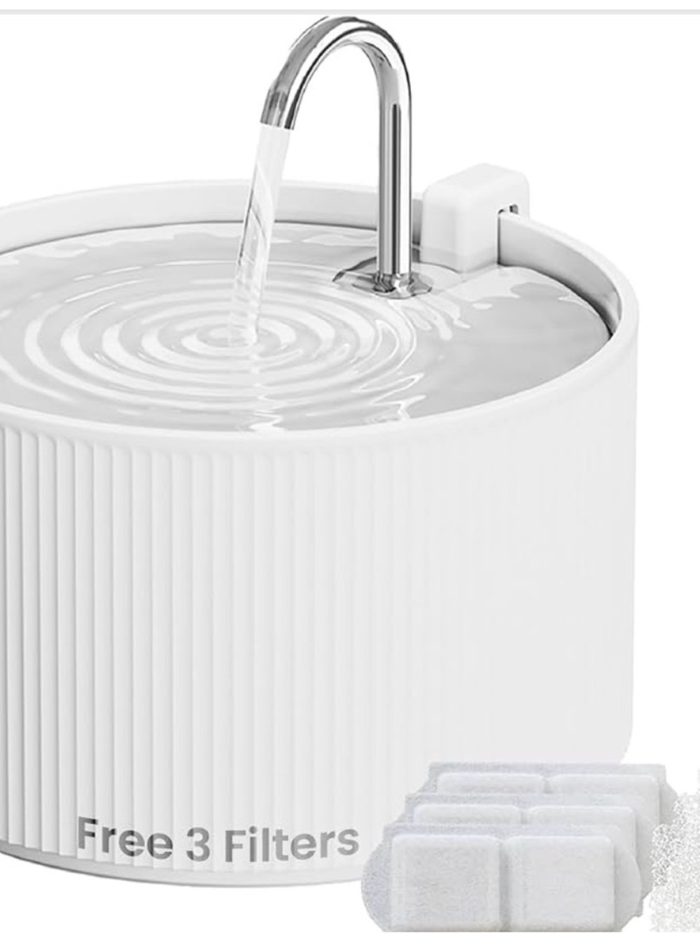 White Ceramic Pet Water Fountain with Free Filters